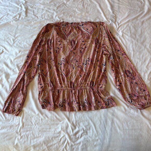 Les Serein Locarno Peplum Blouse Pink Paisley Sz L Large Stitch Fix NWT - Picture 3 of 11